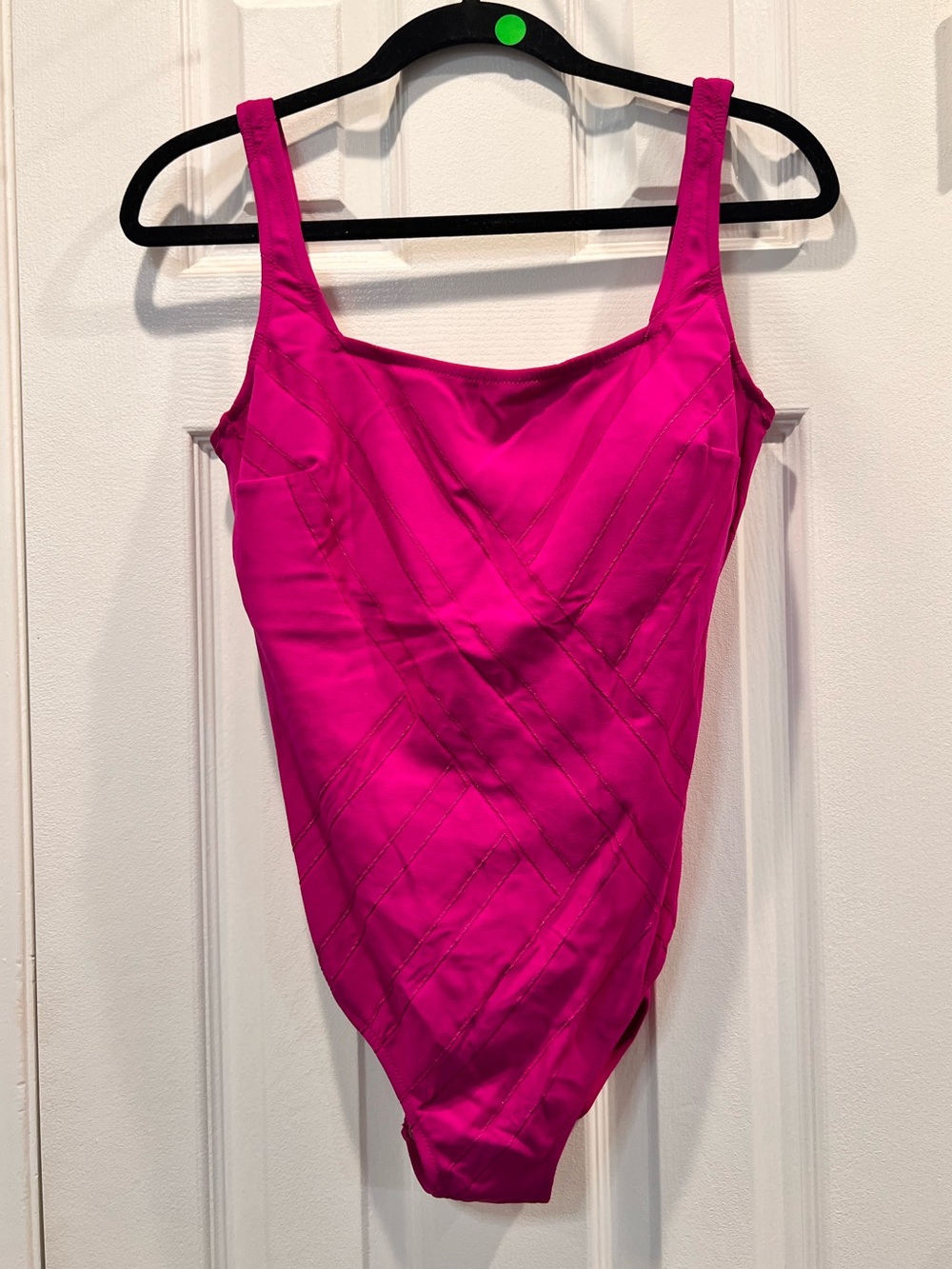 Gottex Hot Pink Diagonal Textured Panel One-Piece Swim Suit Size 14